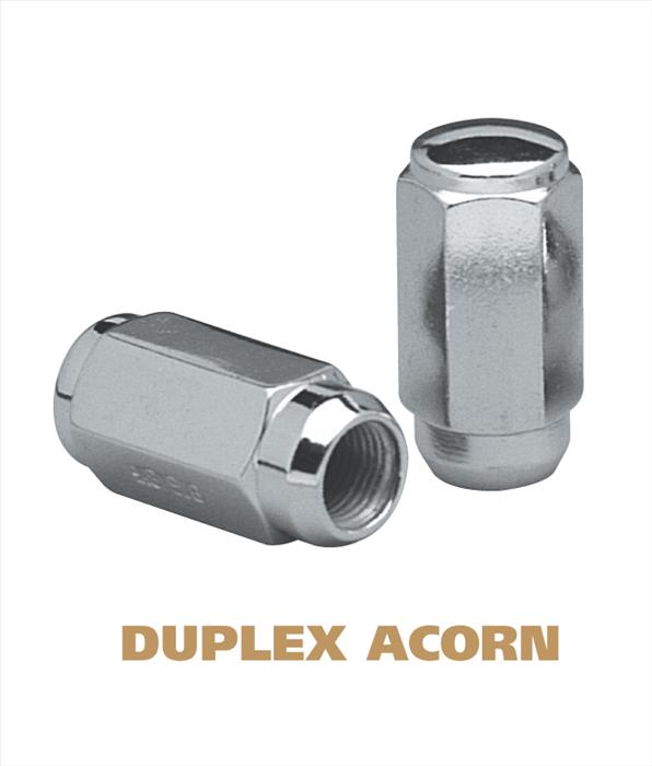 Duplex Acorn Lugs - 7/16 Inch Hex Chrome Plated